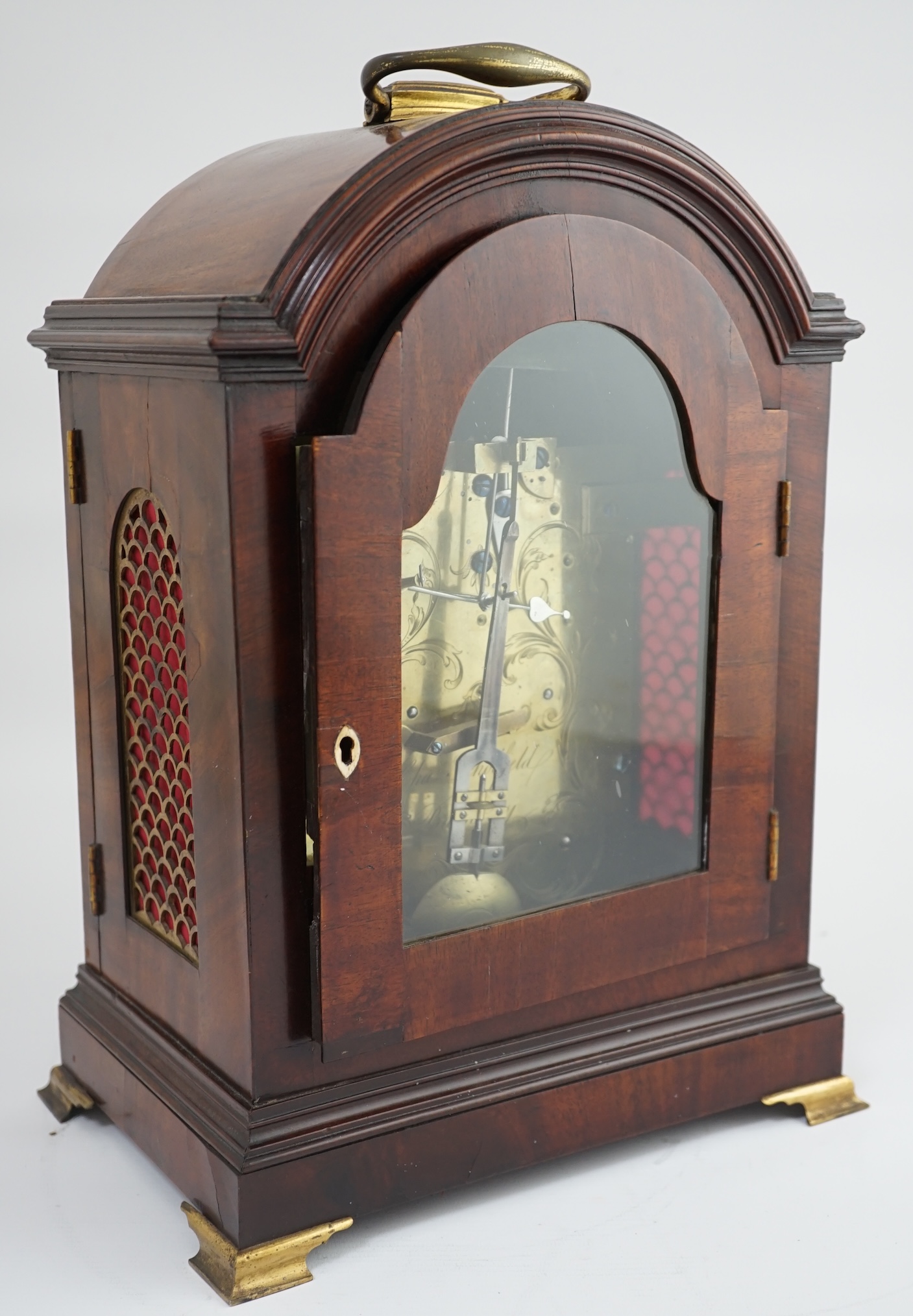 Charles Scholfield of Barnsley. A George III arched pearwood cased bracket clock